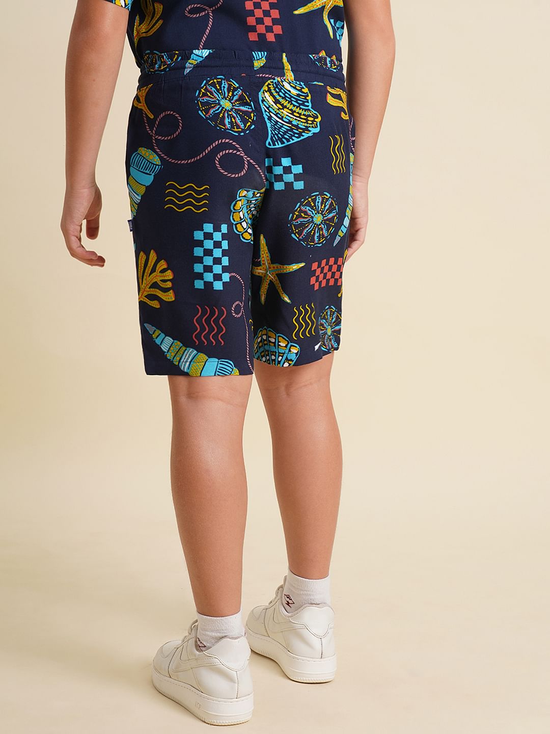 Boys Blue Printed Co-ord Set Shorts