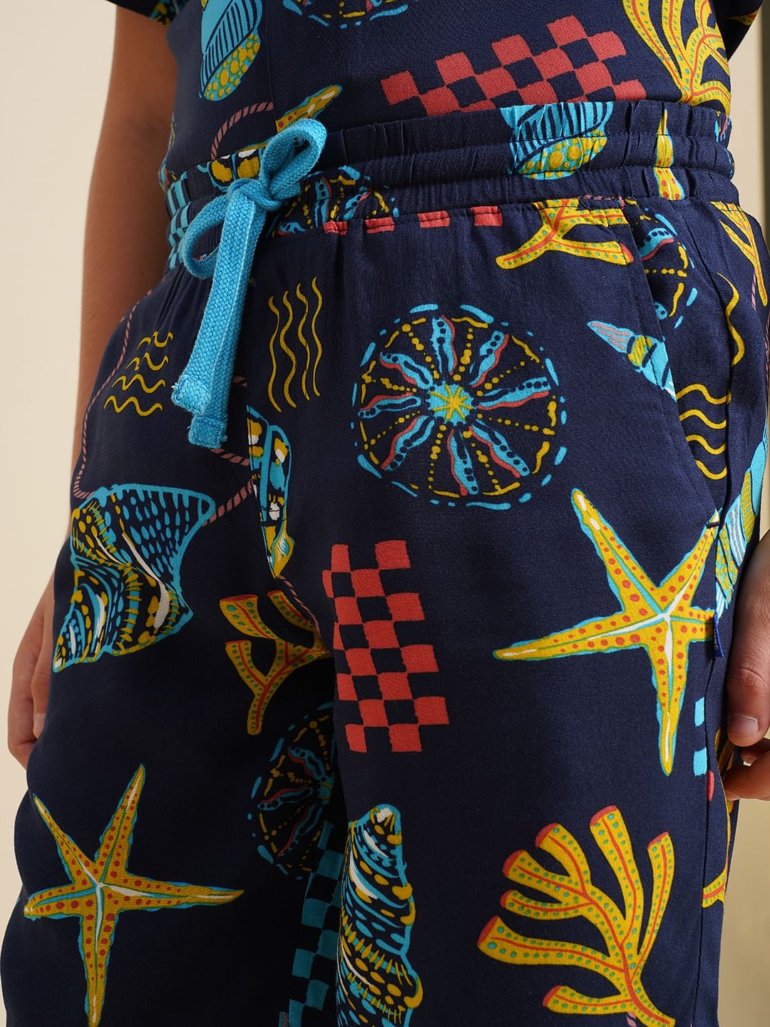 Boys Blue Printed Co-ord Set Shorts