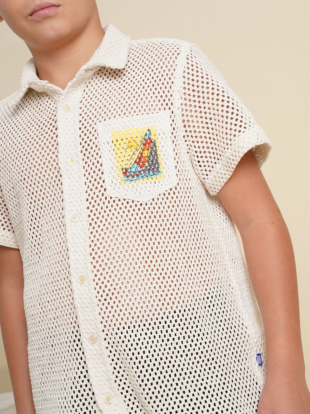 Boys White Cotton Short Sleeves Shirt