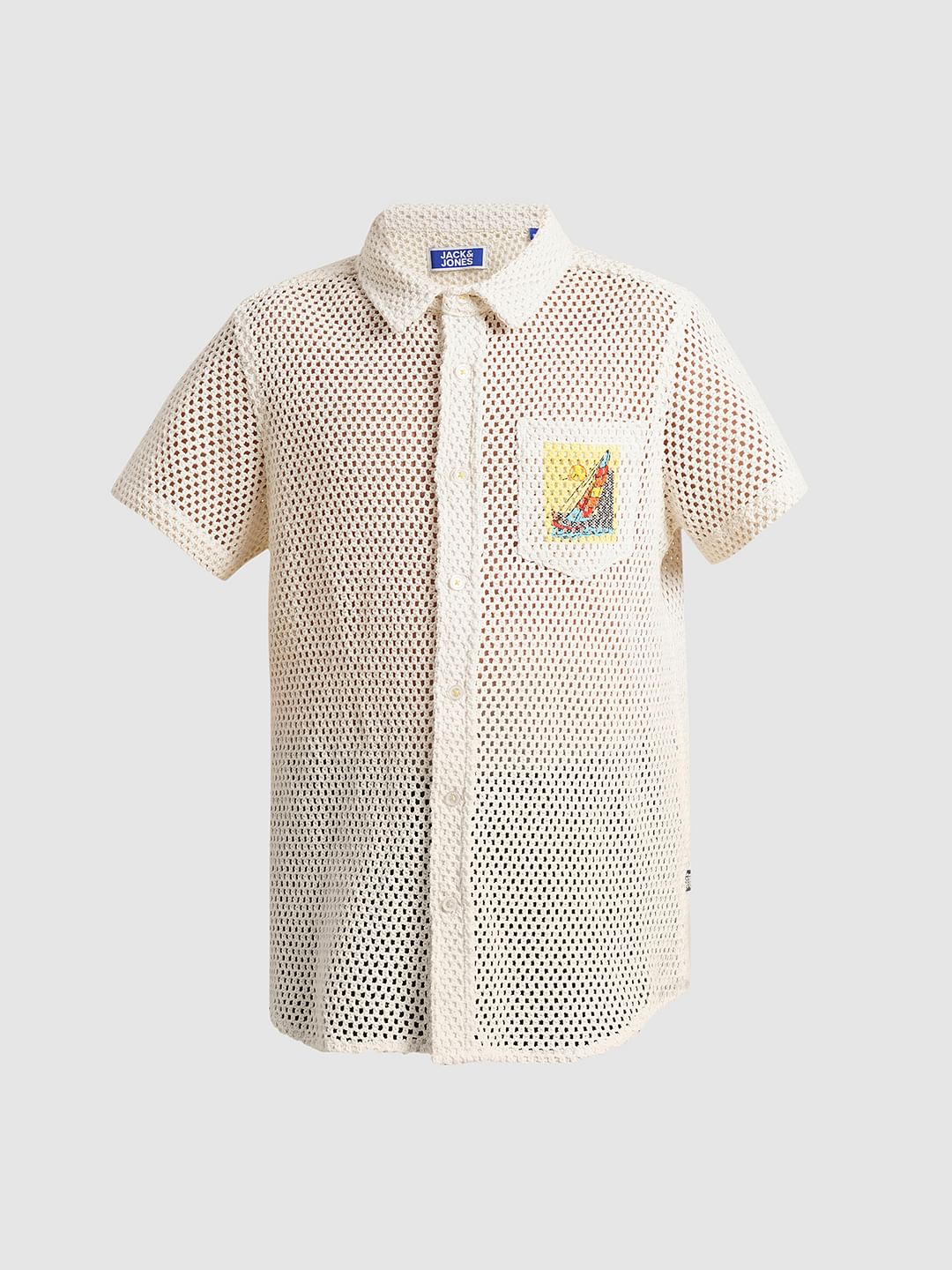 Boys White Cotton Short Sleeves Shirt