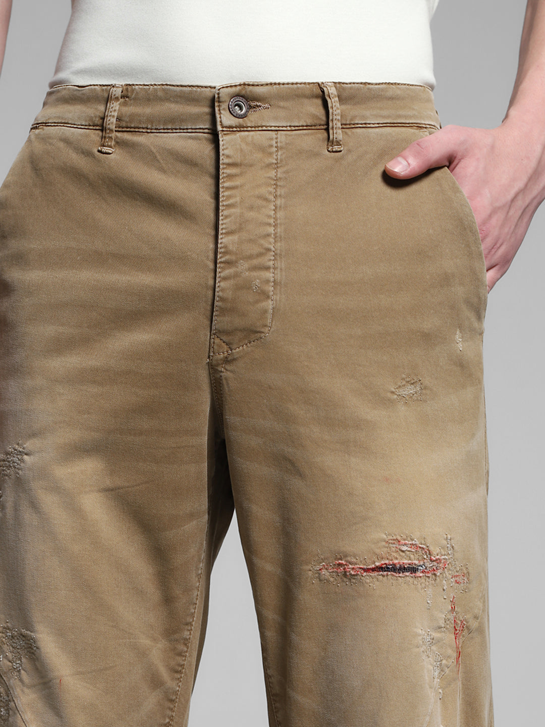 Brown Distressed Anti Fit Jeans