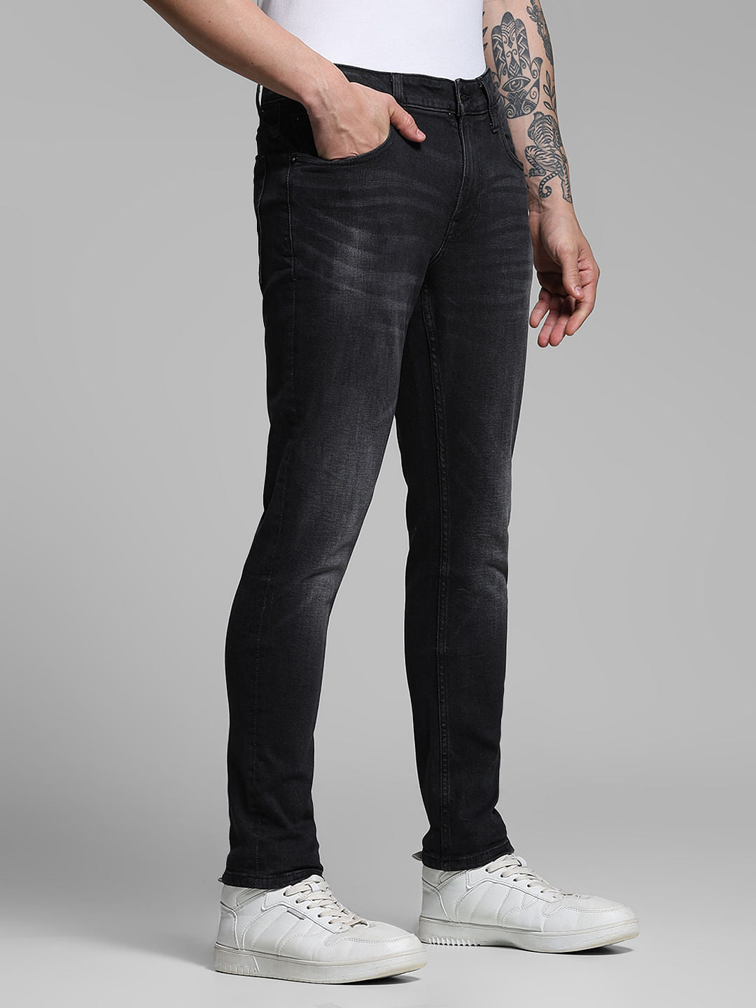 Washed Brak Slim Fit Jeans - Black
