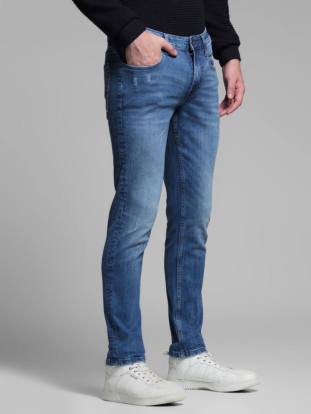 Washed Brak Slim Fit Jeans - Blue