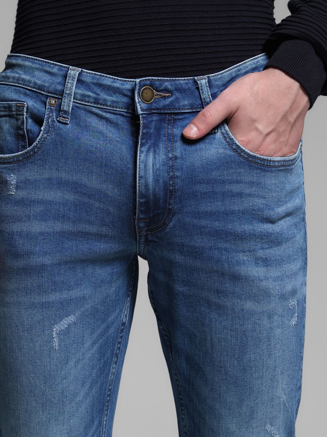 Washed Brak Slim Fit Jeans - Blue