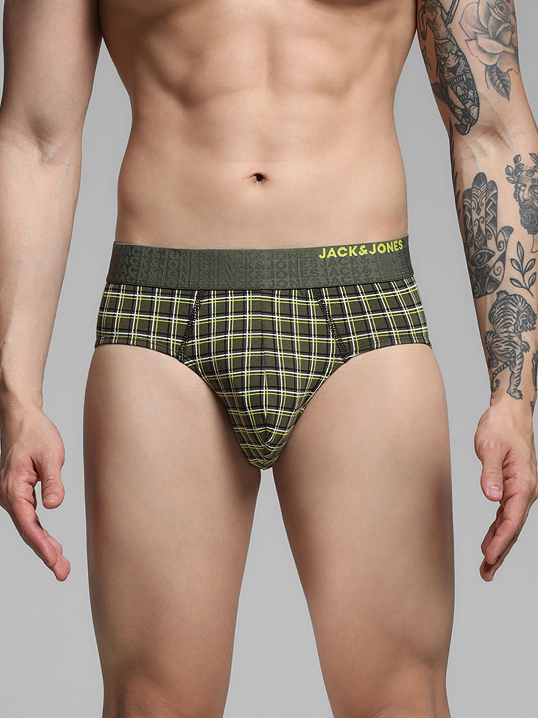 Olive Check Briefs