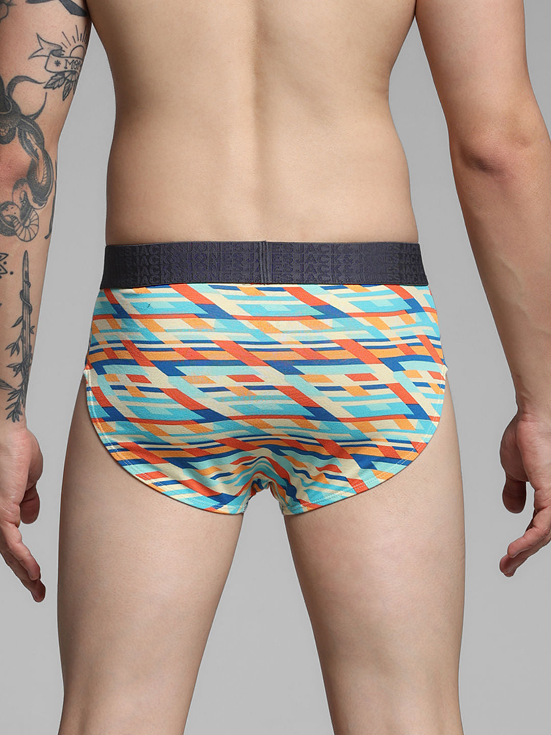 White Abstract Print Briefs