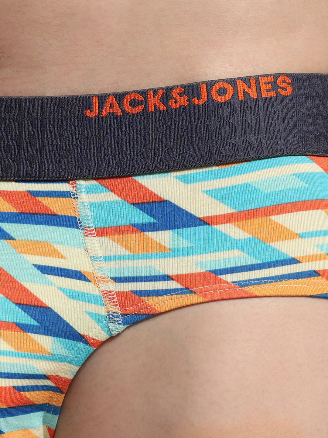 White Abstract Print Briefs