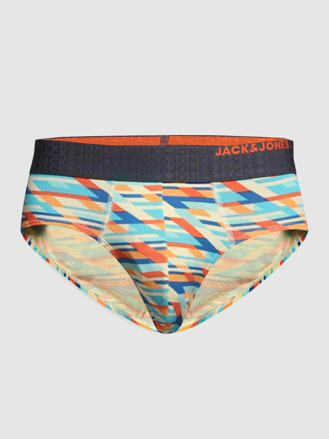 White Abstract Print Briefs