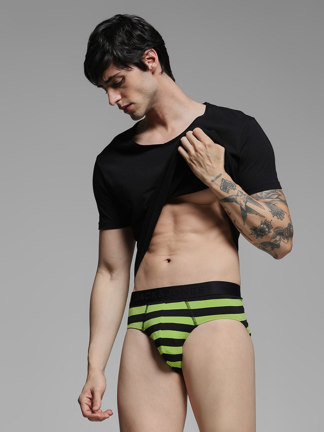 Lime Green Rugby Striped Briefs