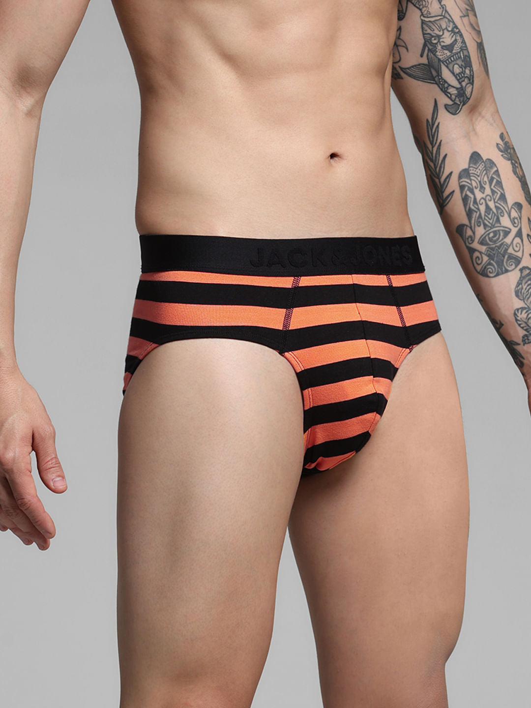 Orange Rugby Striped Briefs