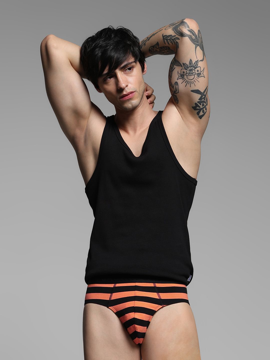 Orange Rugby Striped Briefs