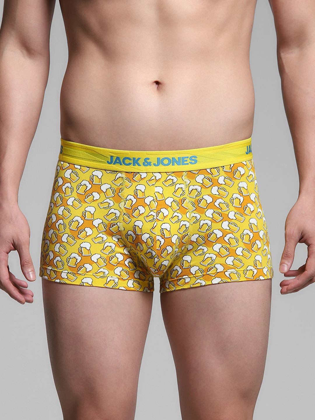 Yellow Beer Printed Trunks - Main Image