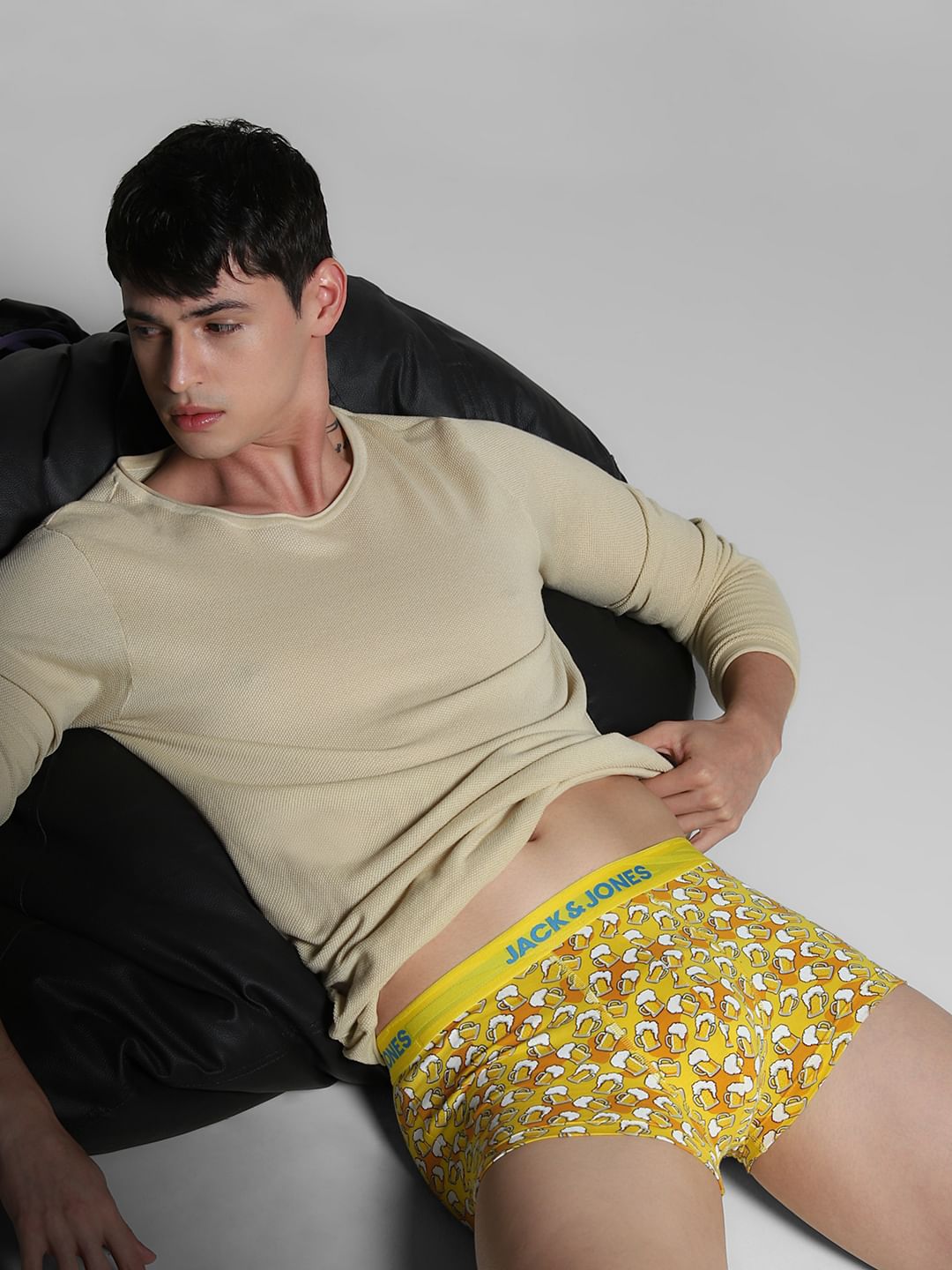 Yellow Beer Printed Trunks