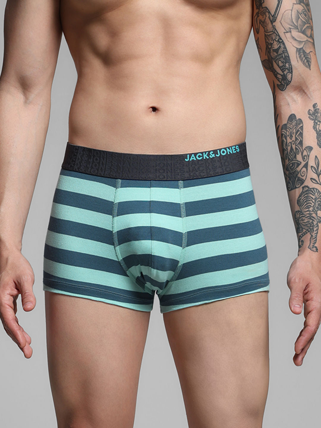 Blue Rugby Striped Print Trunks