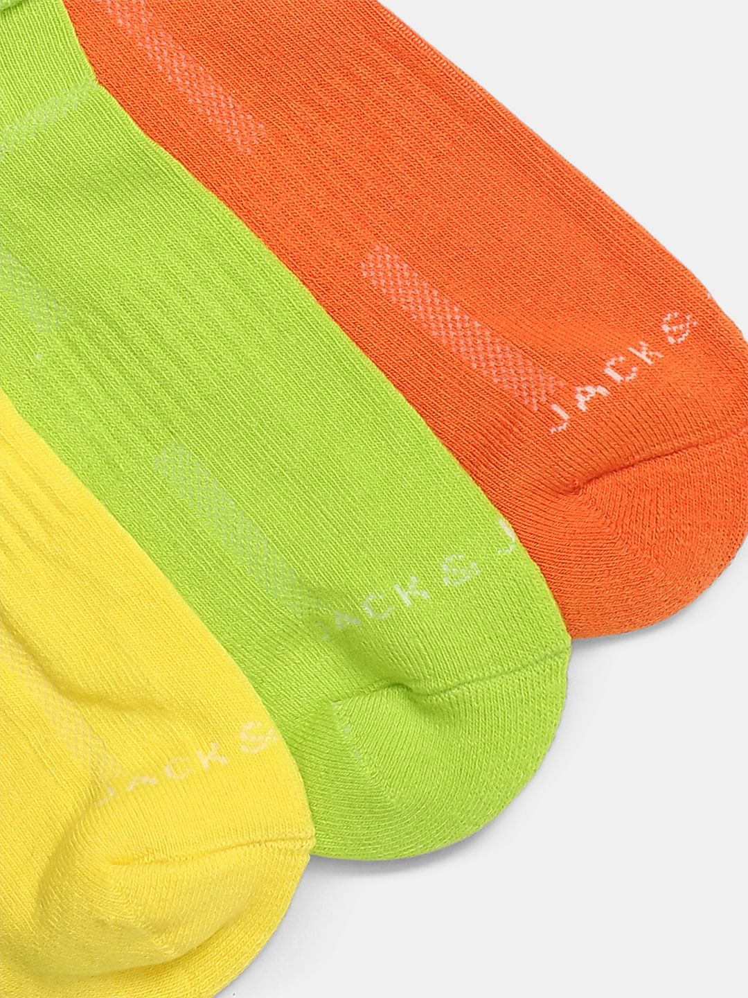 Pack Of 3 Ankle Length Socks - Yellow, Green, Orange