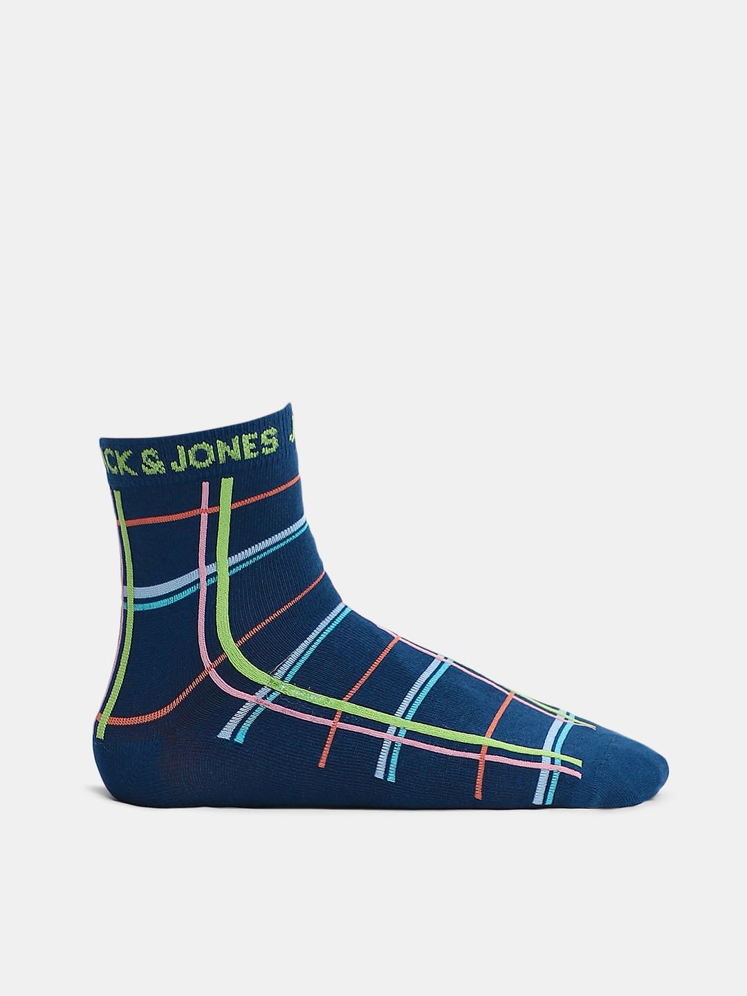 Pack Of 3 Grid Print Socks