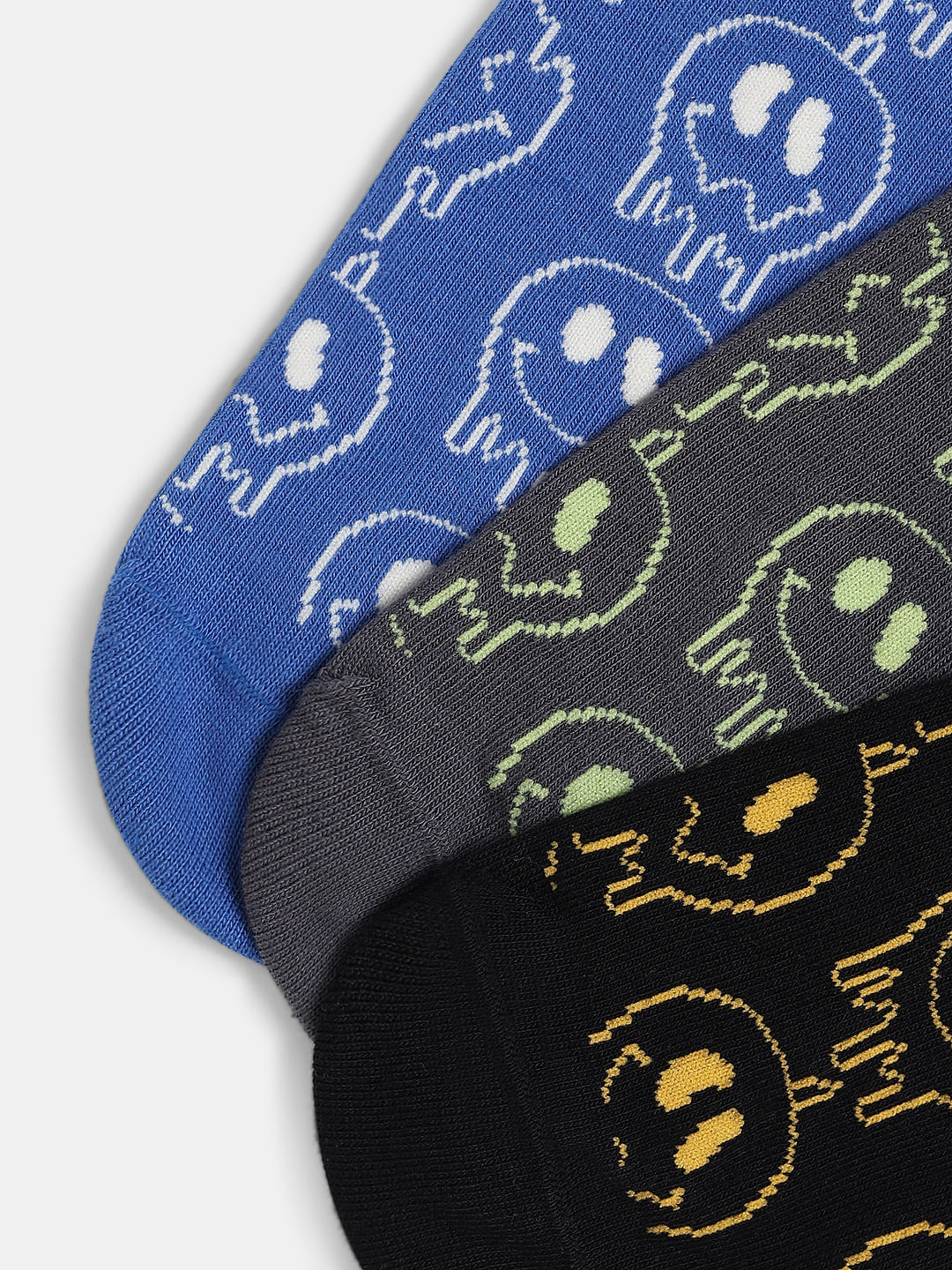 Pack Of 3 Mid Length Socks - Blue, Black, Grey