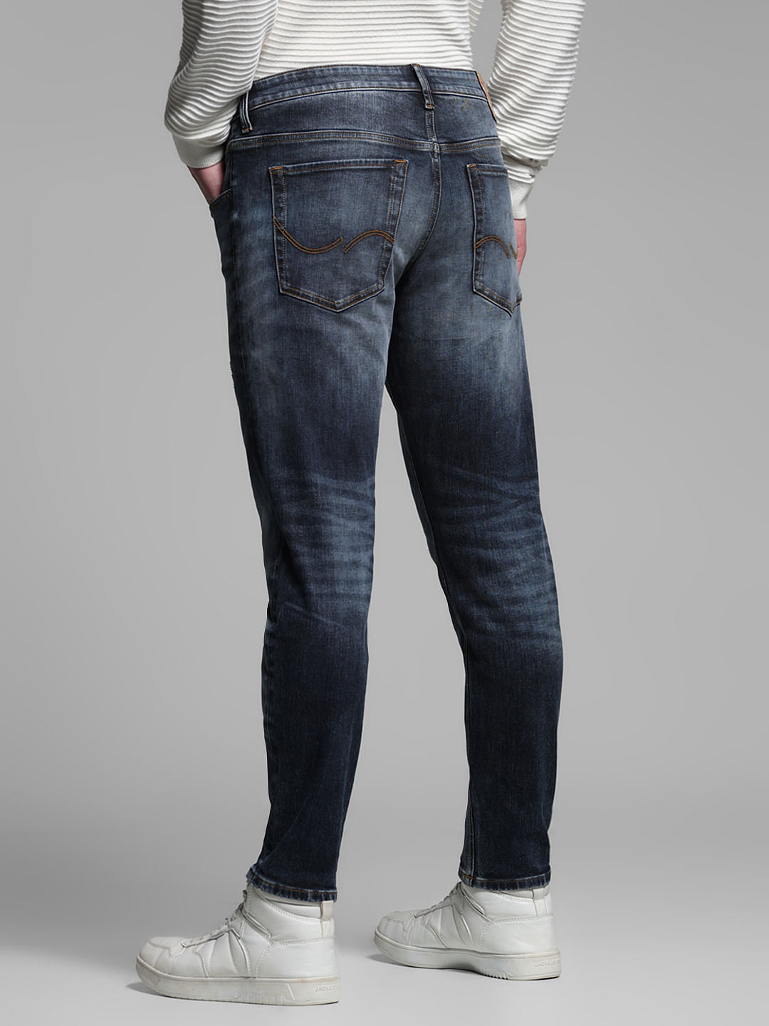 Distressed 5 Pocket Slim Fit Jeans