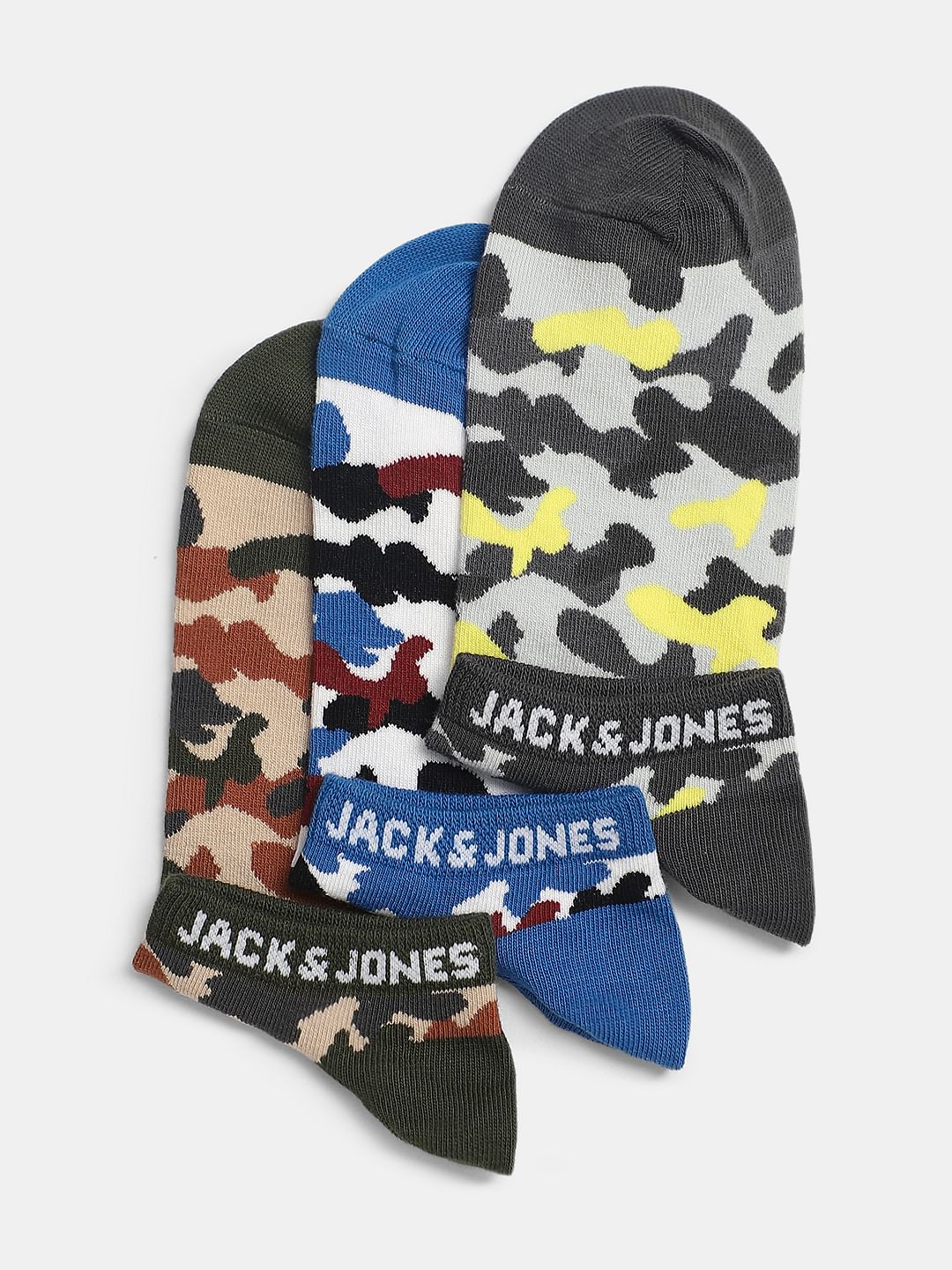 Pack Of 3 Camo Print Ankle Length Socks