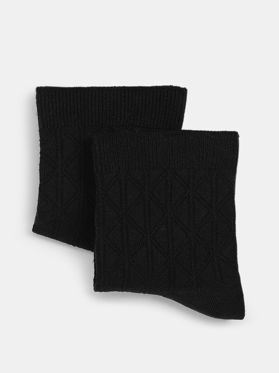 Pack Of 2 Black Jacquard Printed Socks