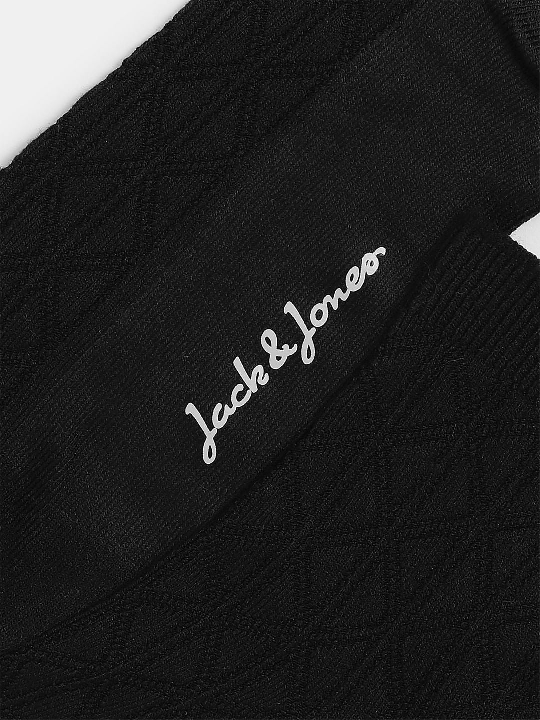 Pack Of 2 Black Jacquard Printed Socks