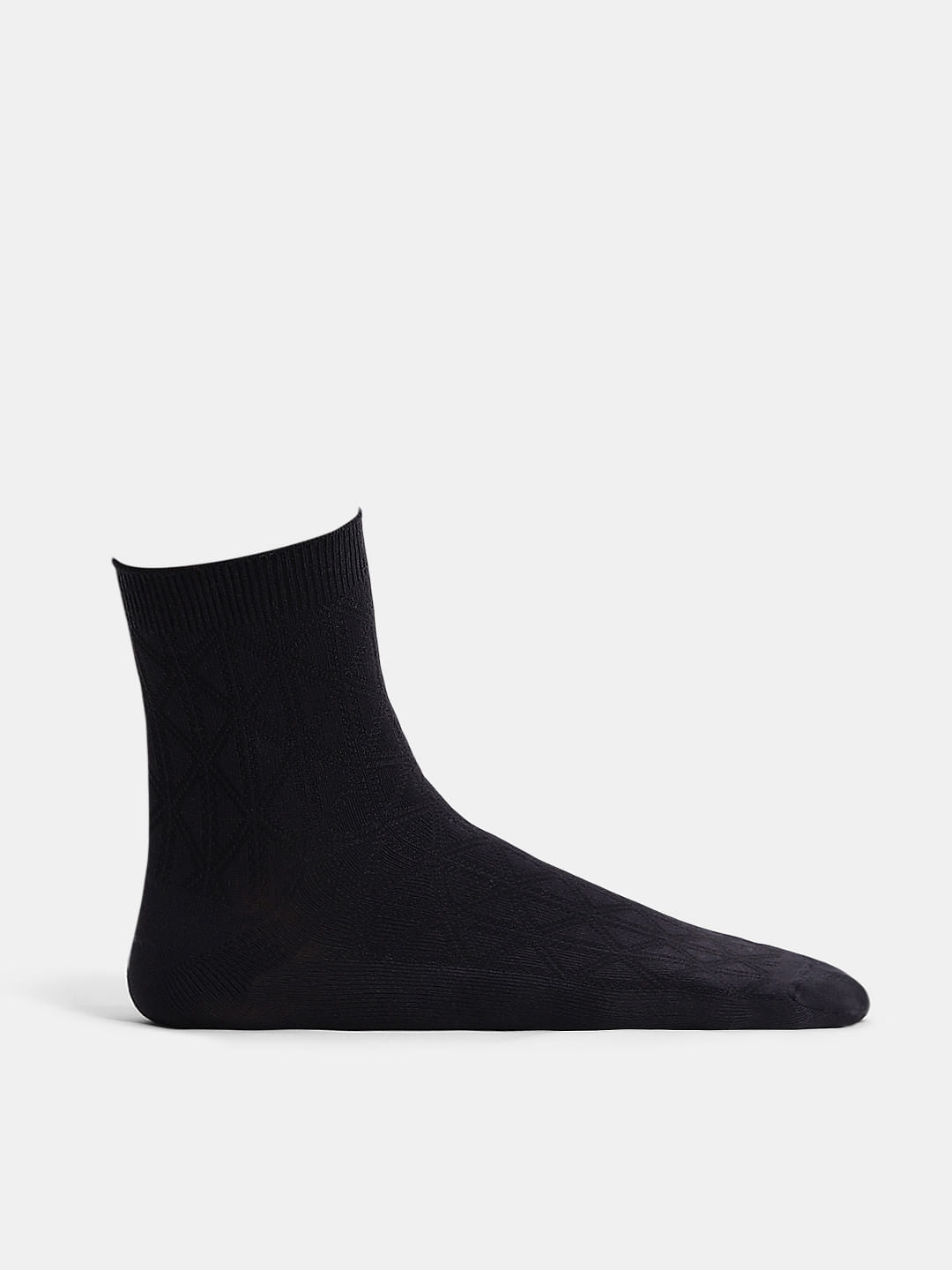 Pack Of 2 Black Jacquard Printed Socks