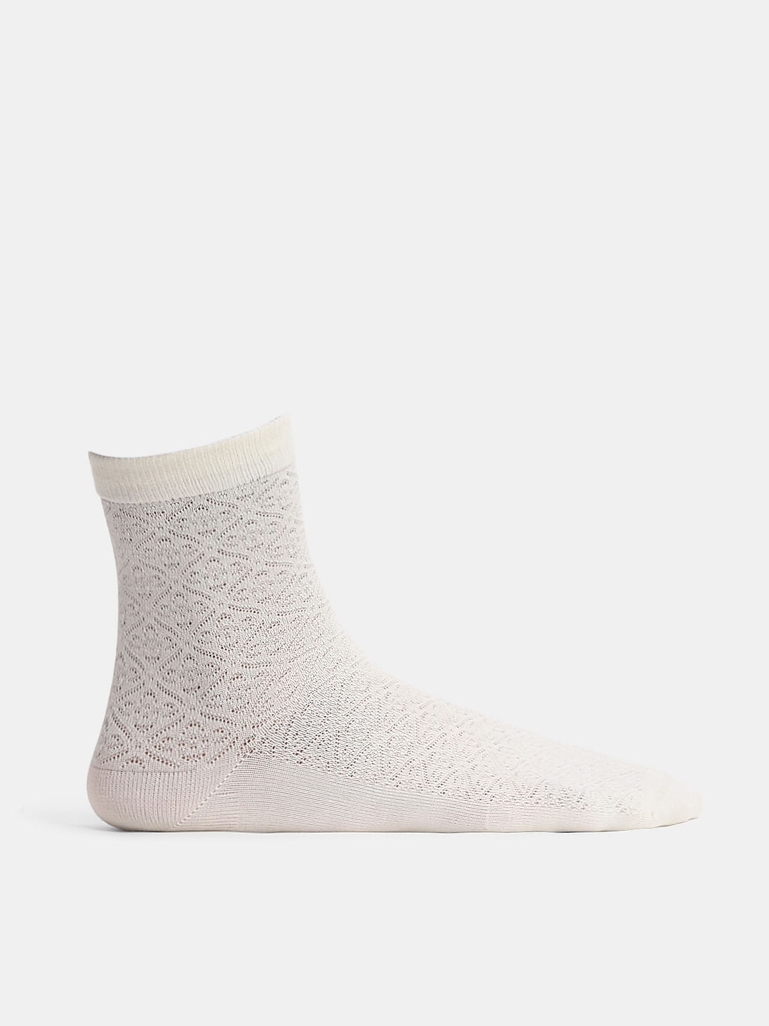 Pack Of 2 Ivory Jacquard Printed Socks