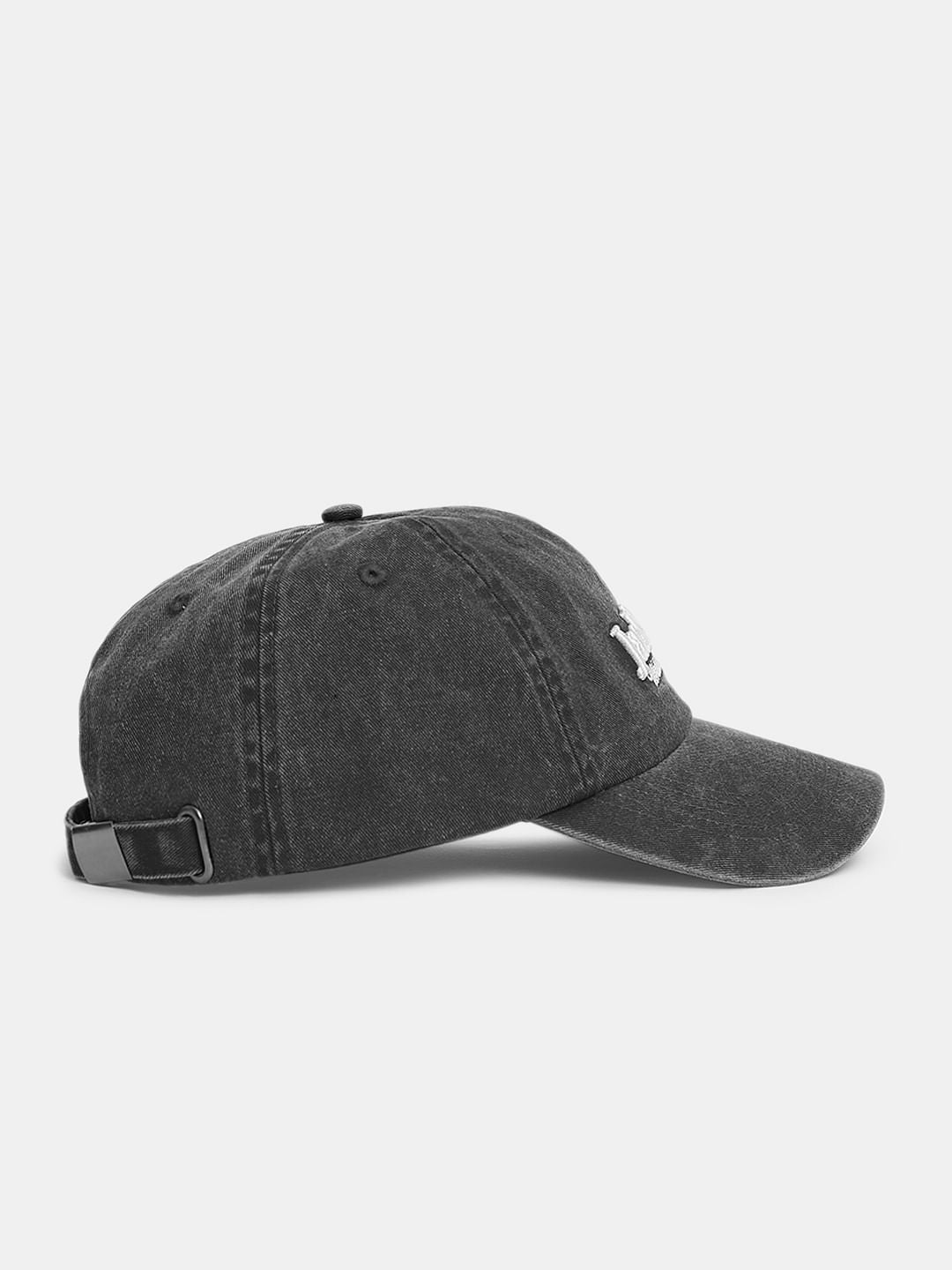 Black Washed Logo Print Cap