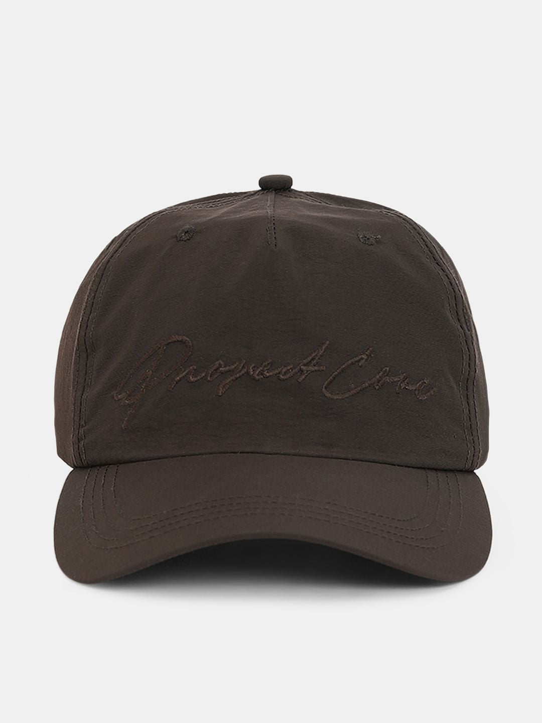 Dark Brown Embroidered Text Cap