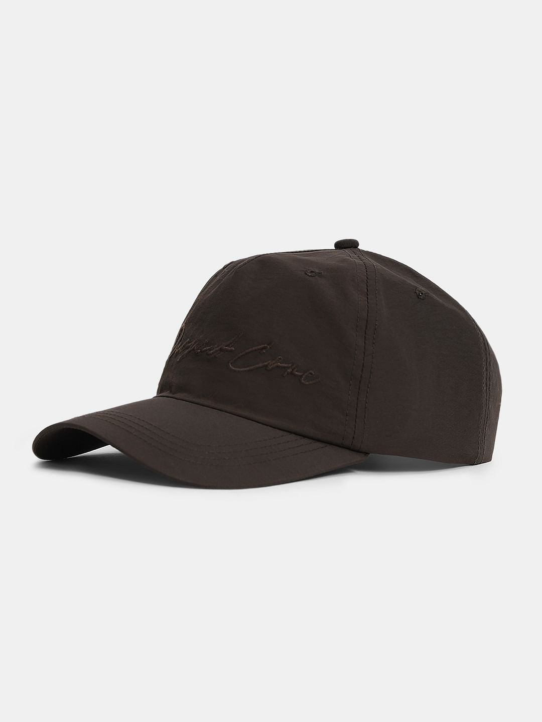 Dark Brown Embroidered Text Cap