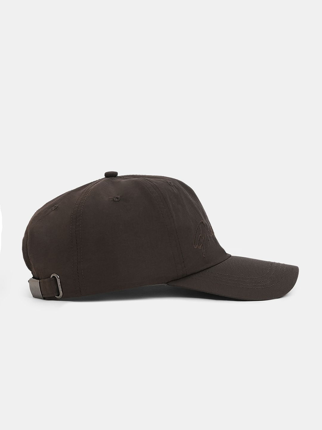 Dark Brown Embroidered Text Cap