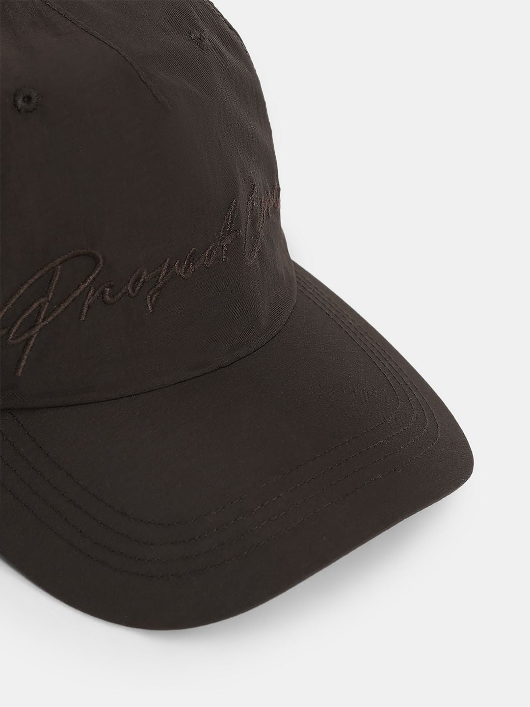 Dark Brown Embroidered Text Cap