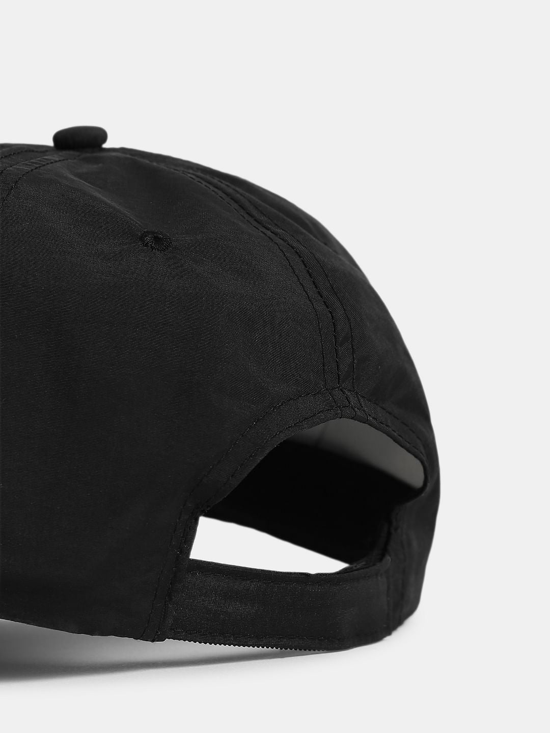 Black Embroidered Text Cap