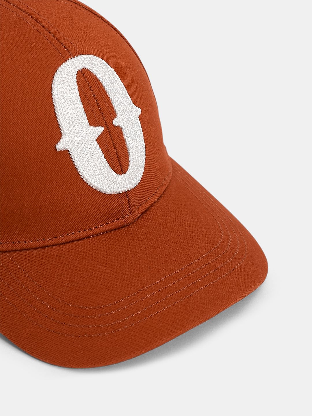 Red Embroidered Print Cap