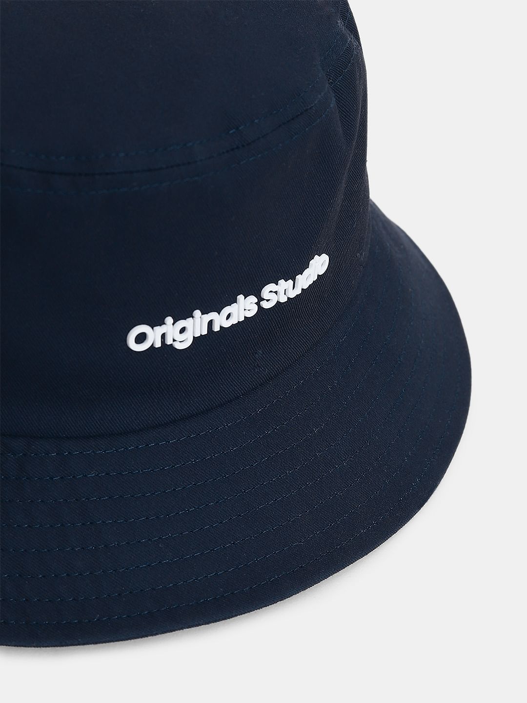 Dark Blue Text Print Bucket Hat