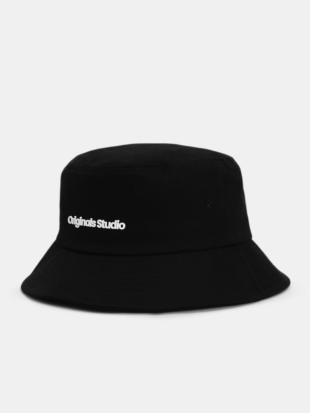 Black Text Print Bucket Hat