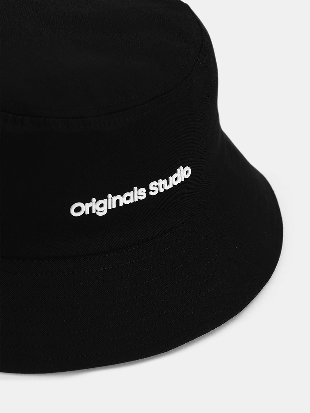 Black Text Print Bucket Hat