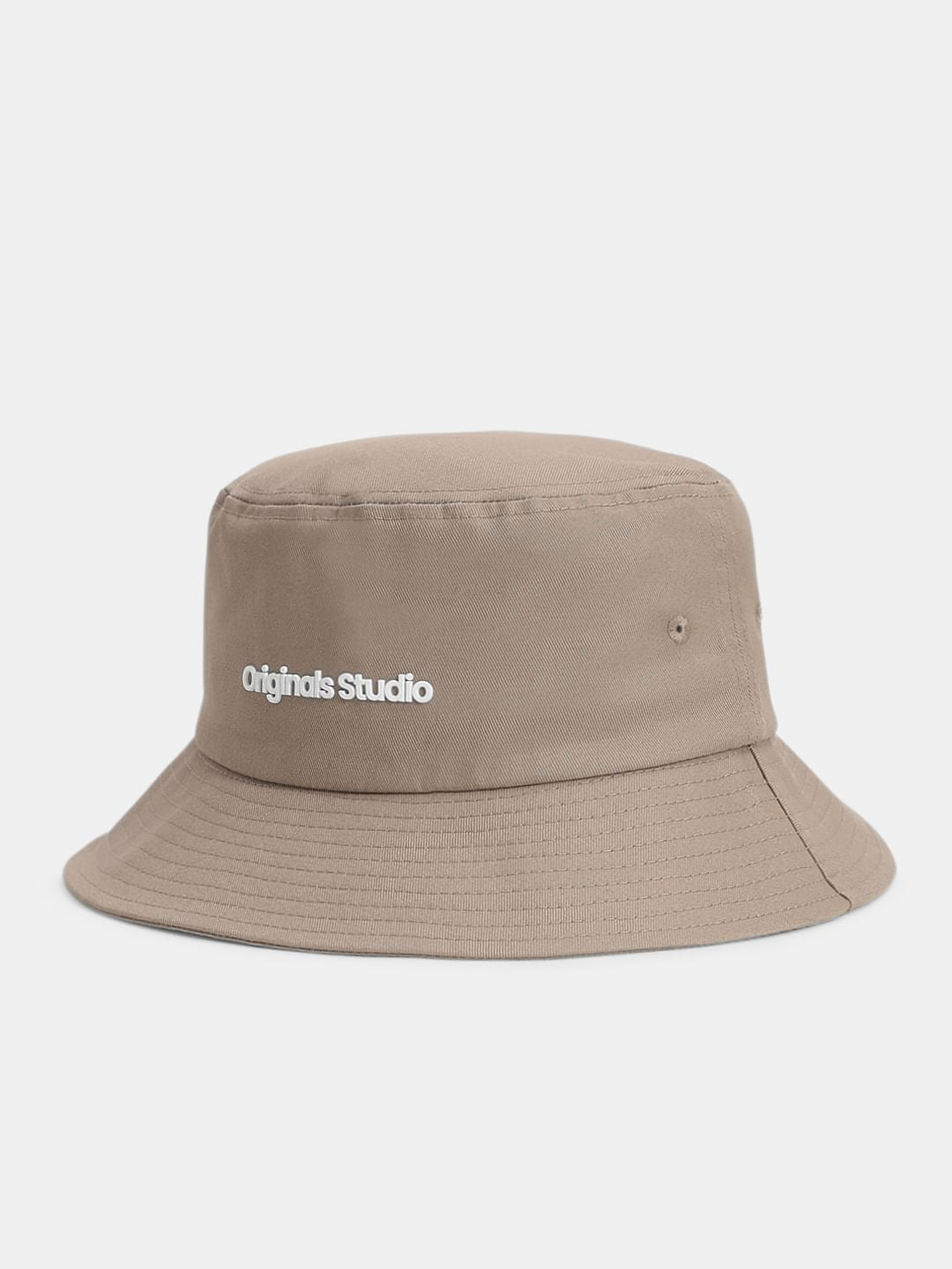 Light Brown Text Print Bucket Hat