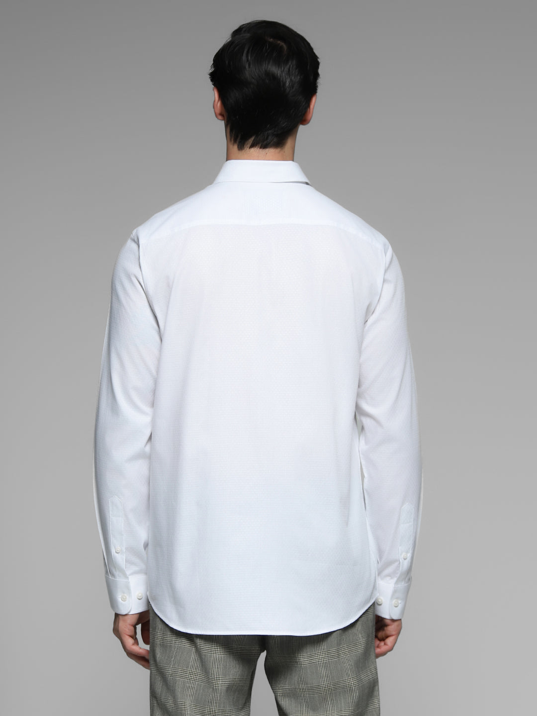 White Dobby Cotton Slim Fit Shirt