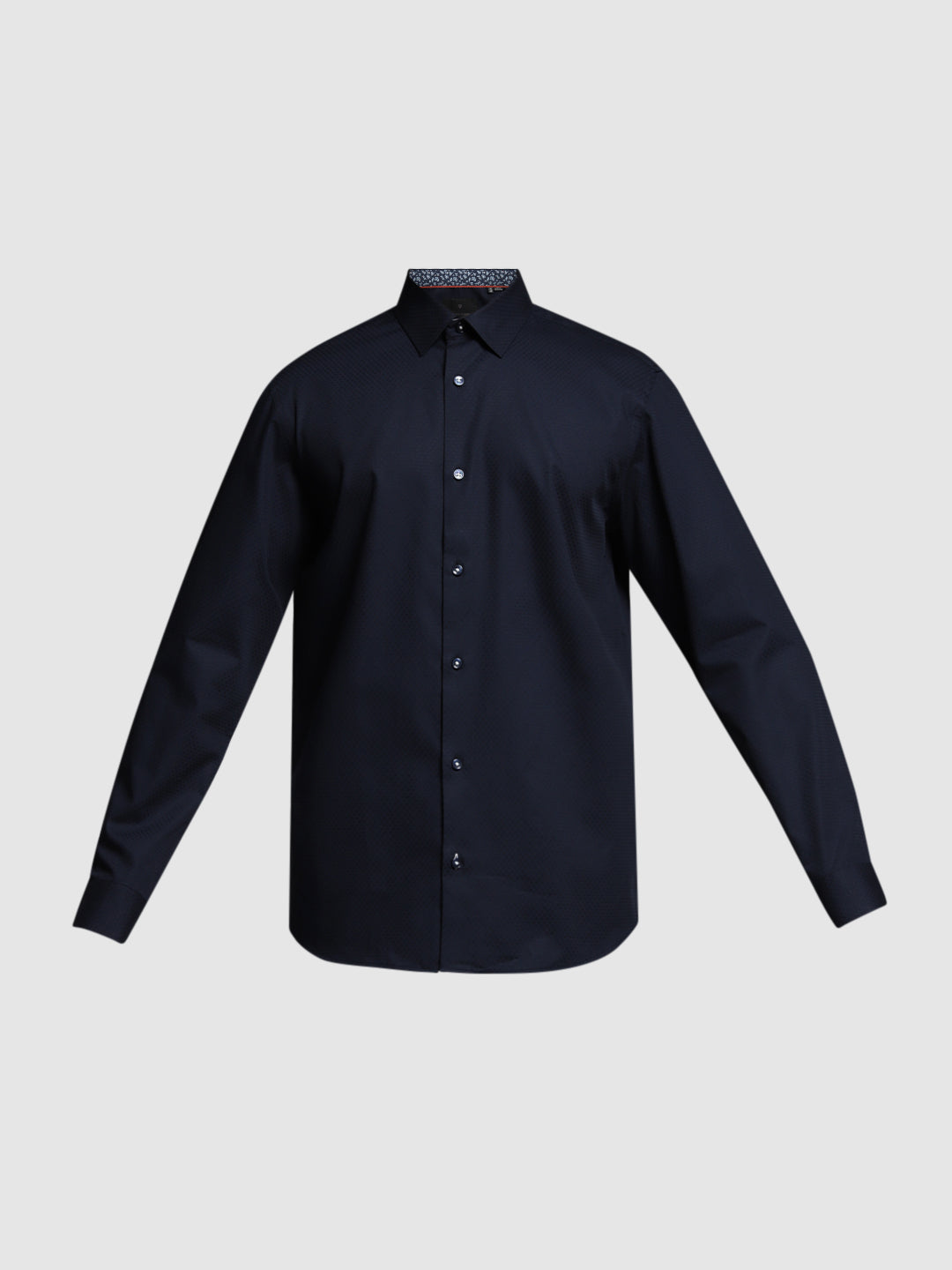 Navy Blue Dobby Cotton Slim Fit Shirt