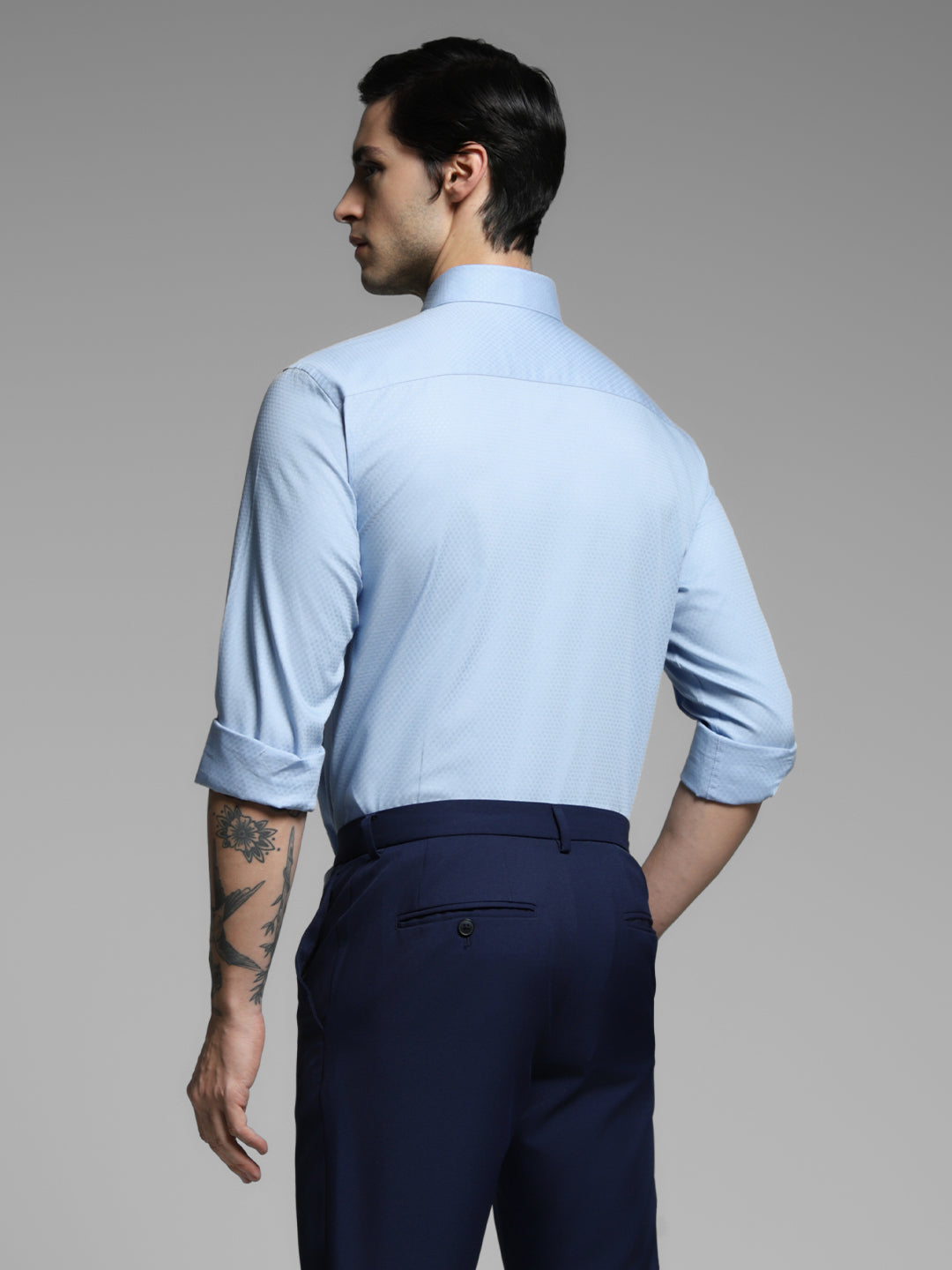 Light Blue Dobby Cotton Slim Fit Shirt