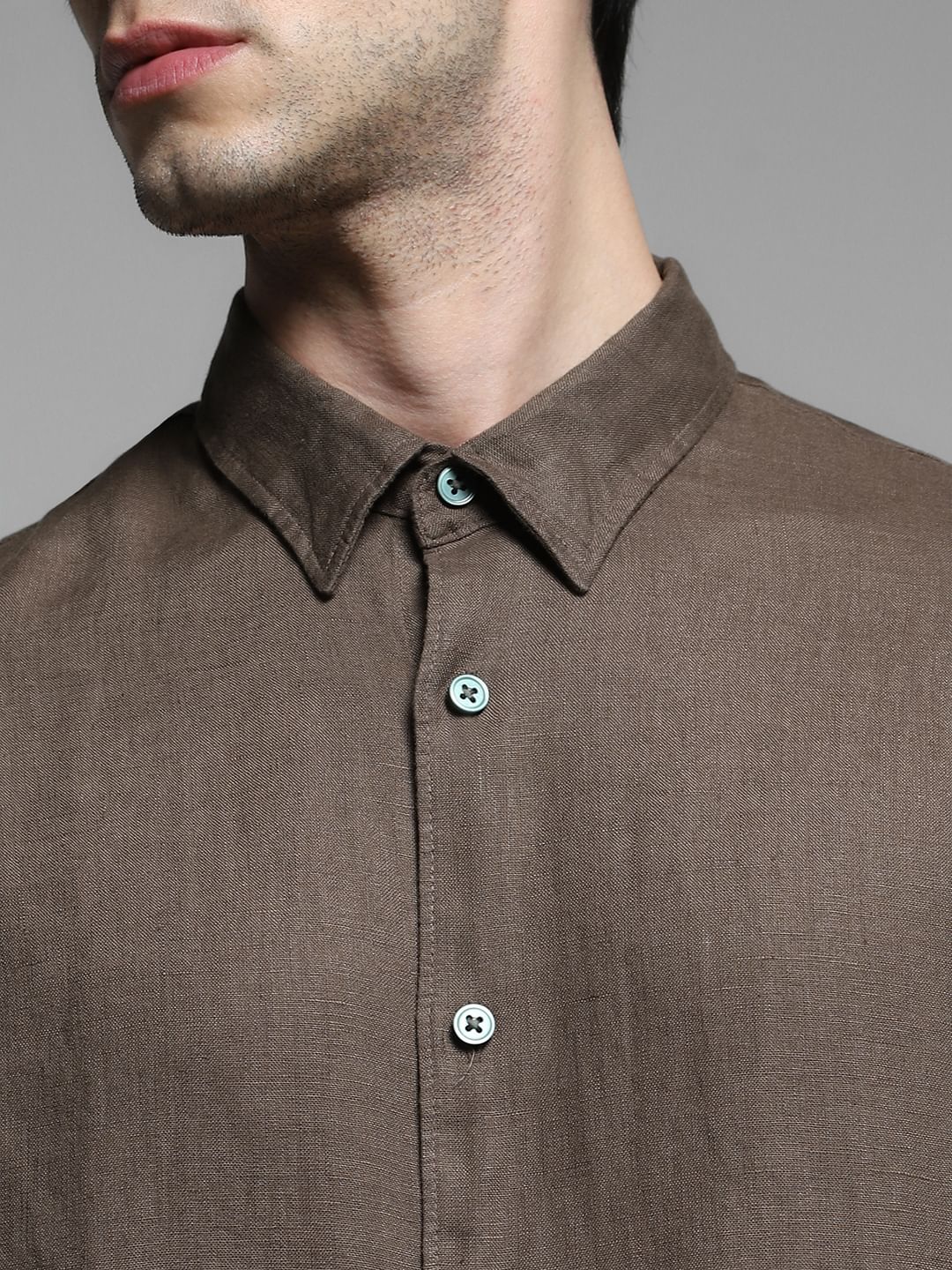 Brown Linen Full Sleeves Shirt