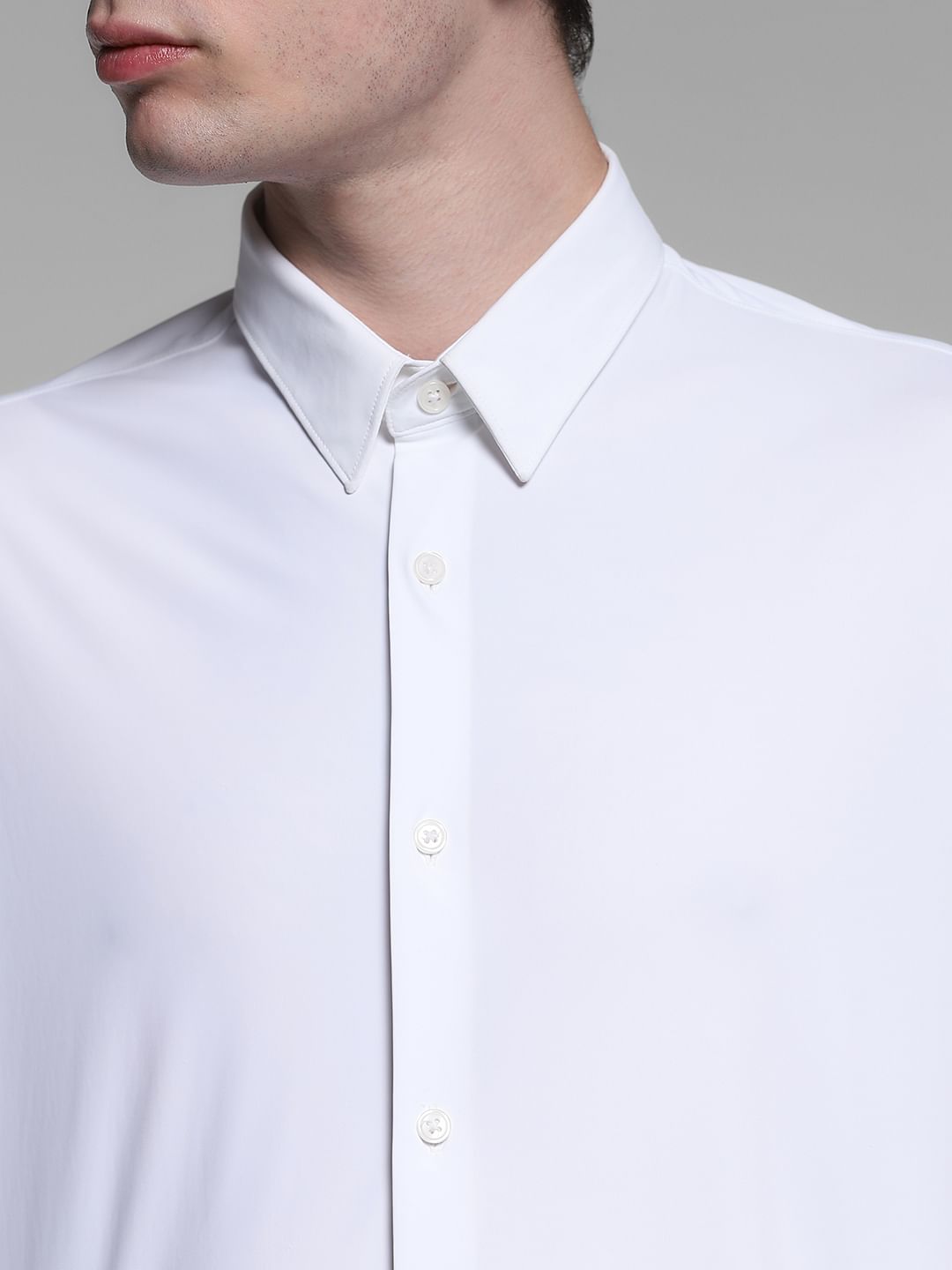 White Stretch Full Sleeves Shirt