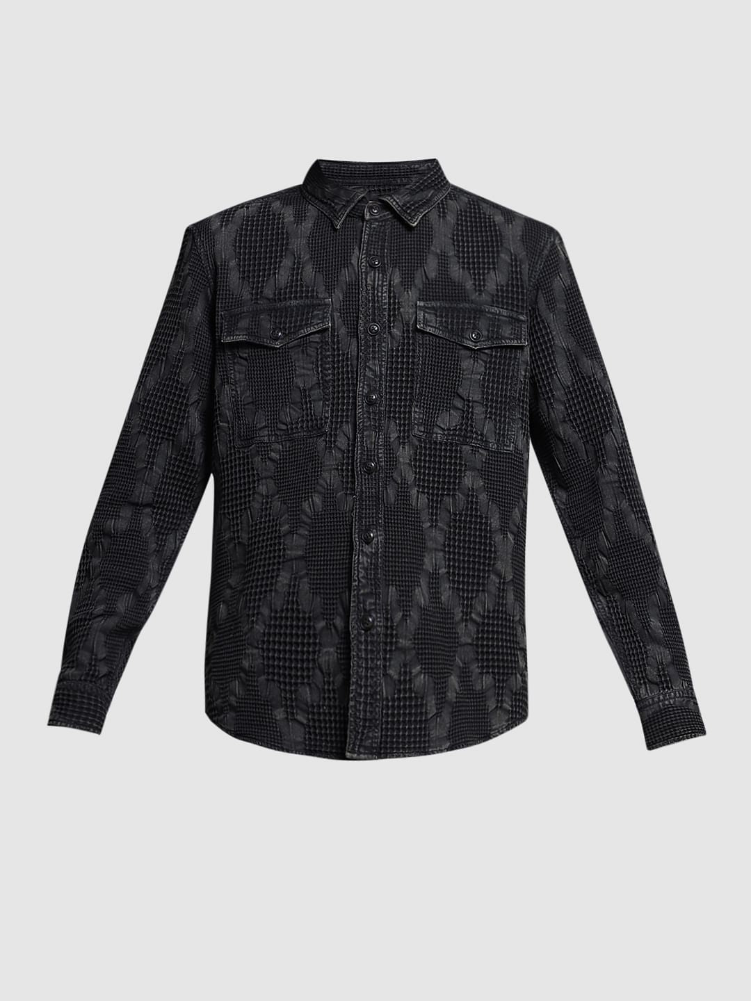 Black Dobby Cotton Oversized Shirt