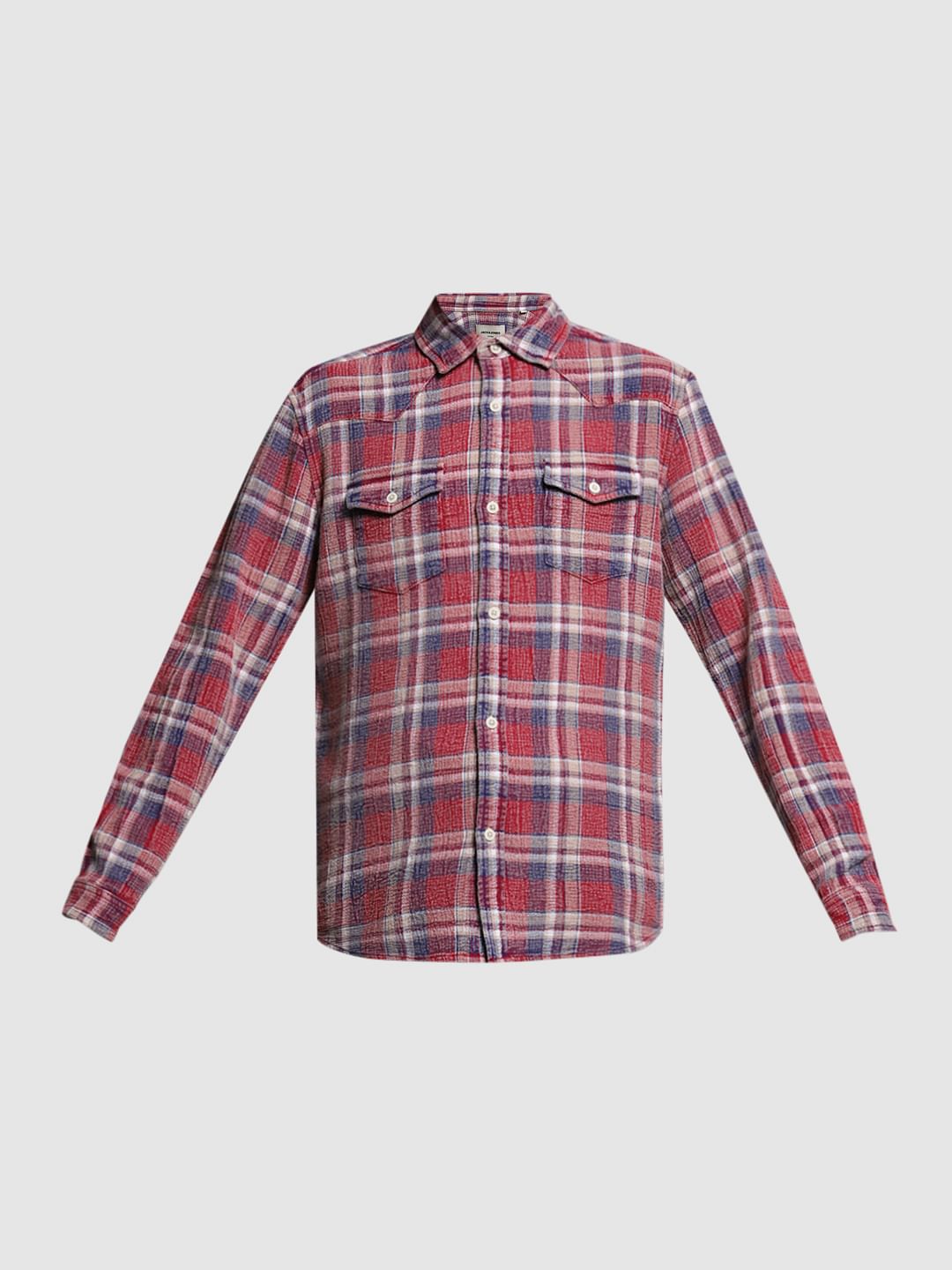 Red Check Print Cotton Shirt