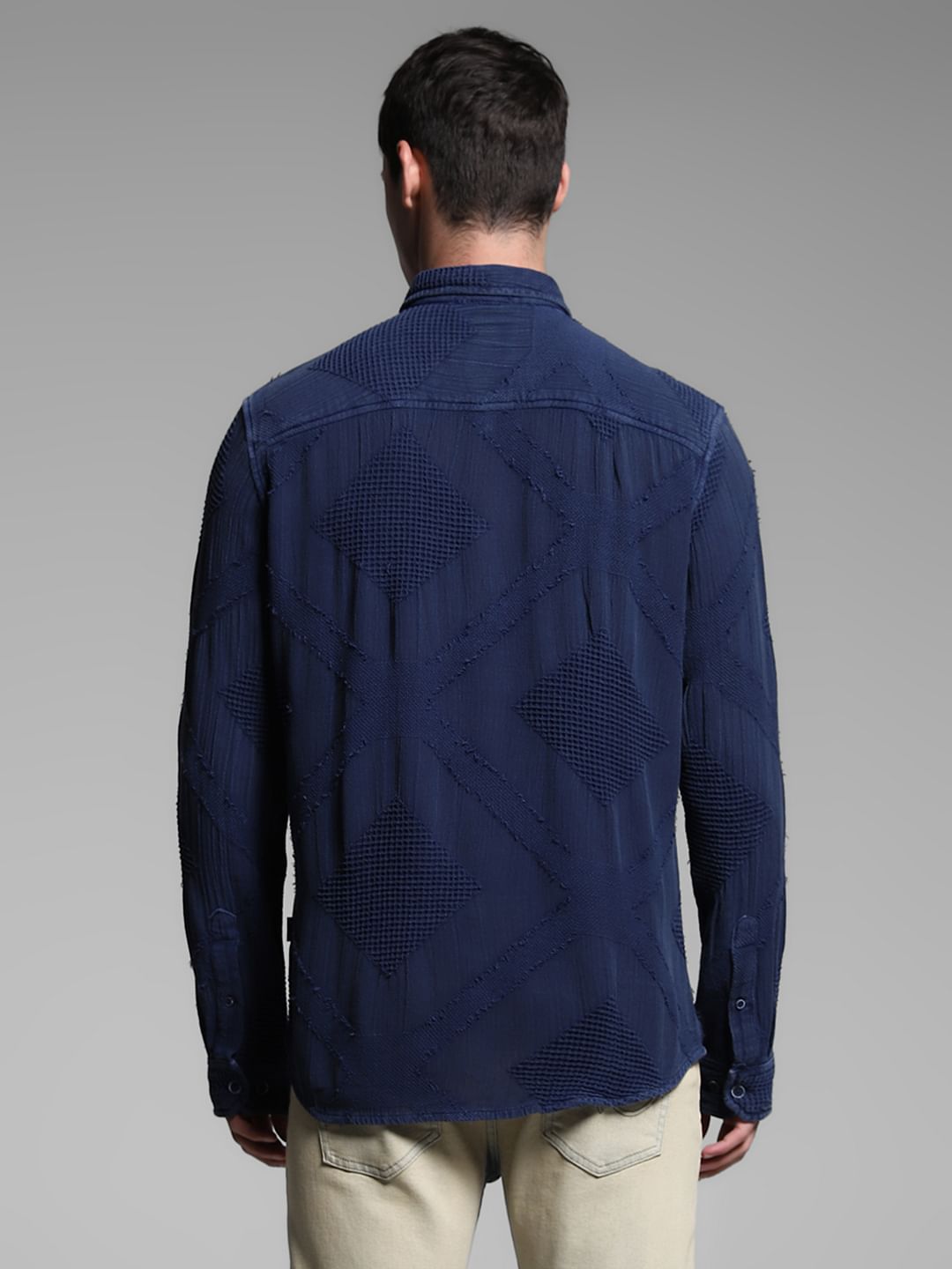 Blue Jacquard Cotton Shirt