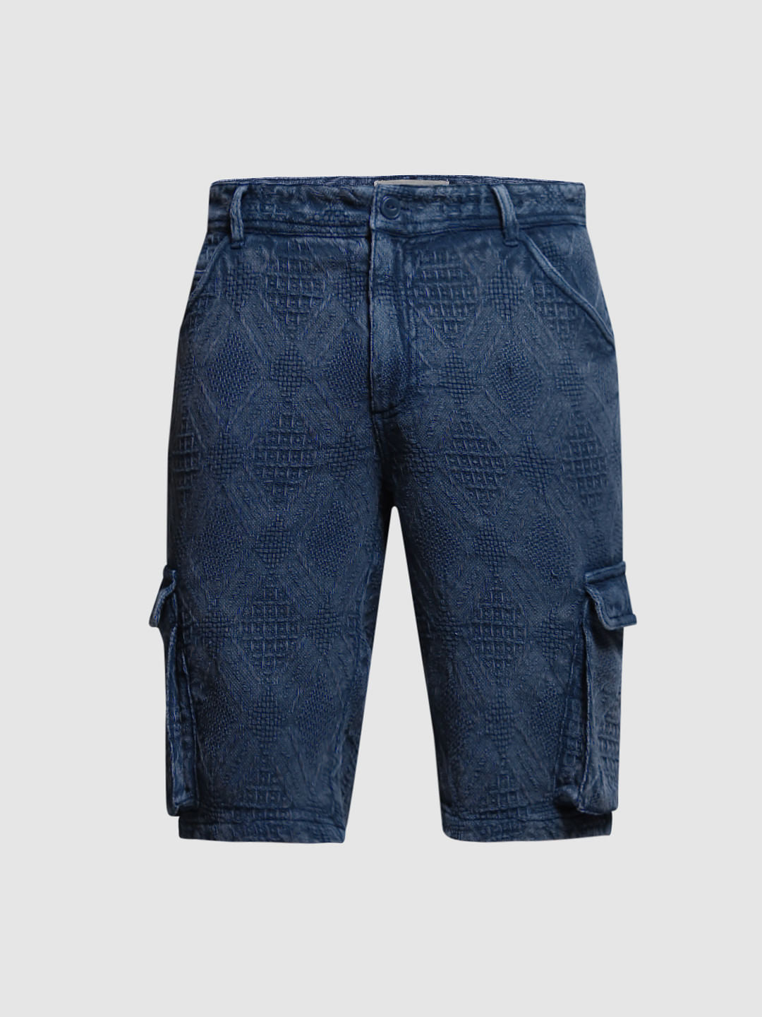 Dark Blue Jacquard Co-ord Set Shorts