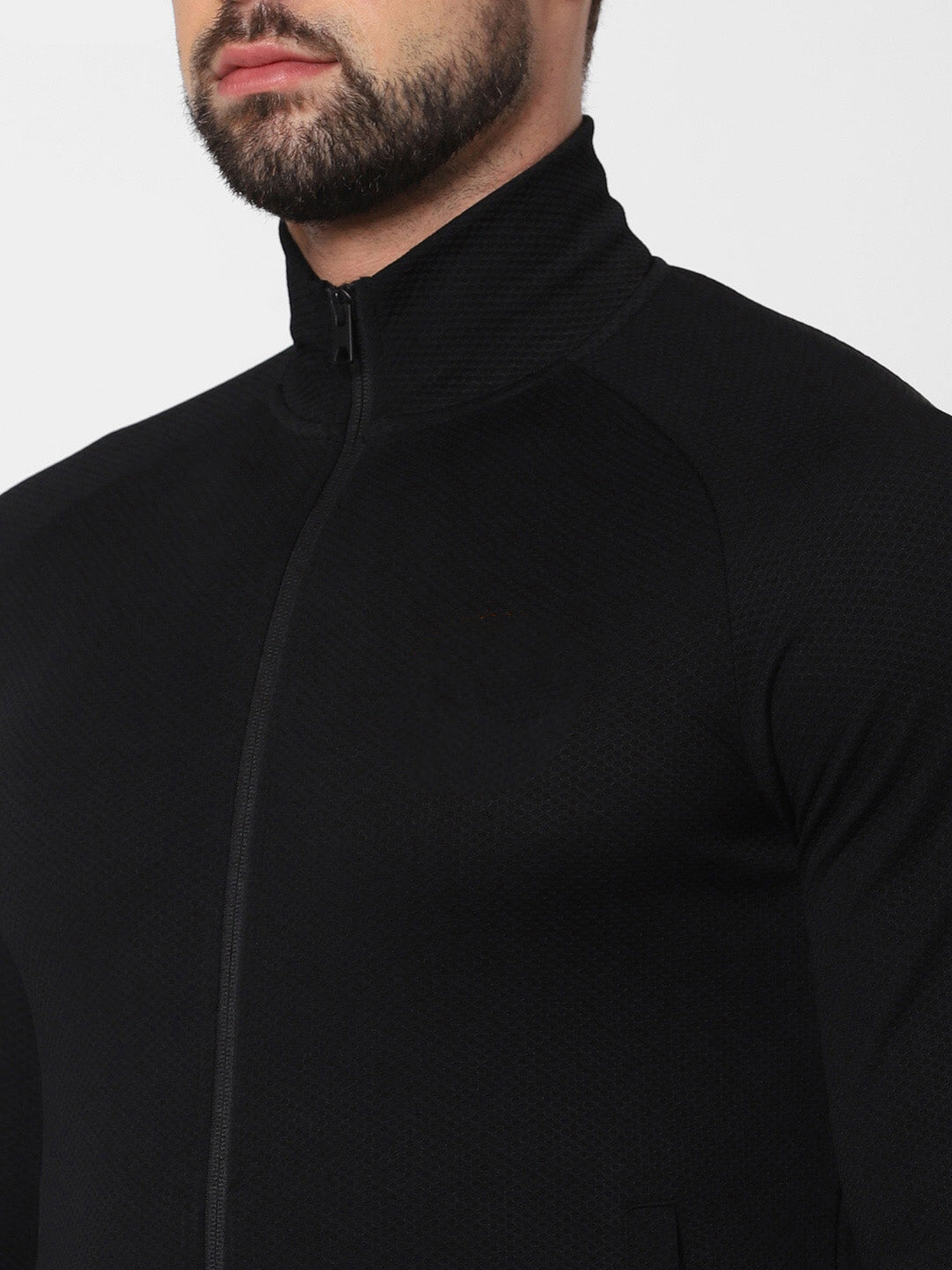 Black Regular Fit Zip-Up Jacket