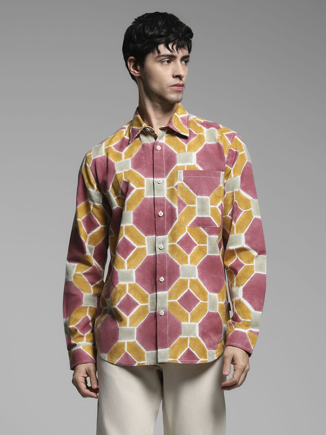 Brown Abstract Print Shirt