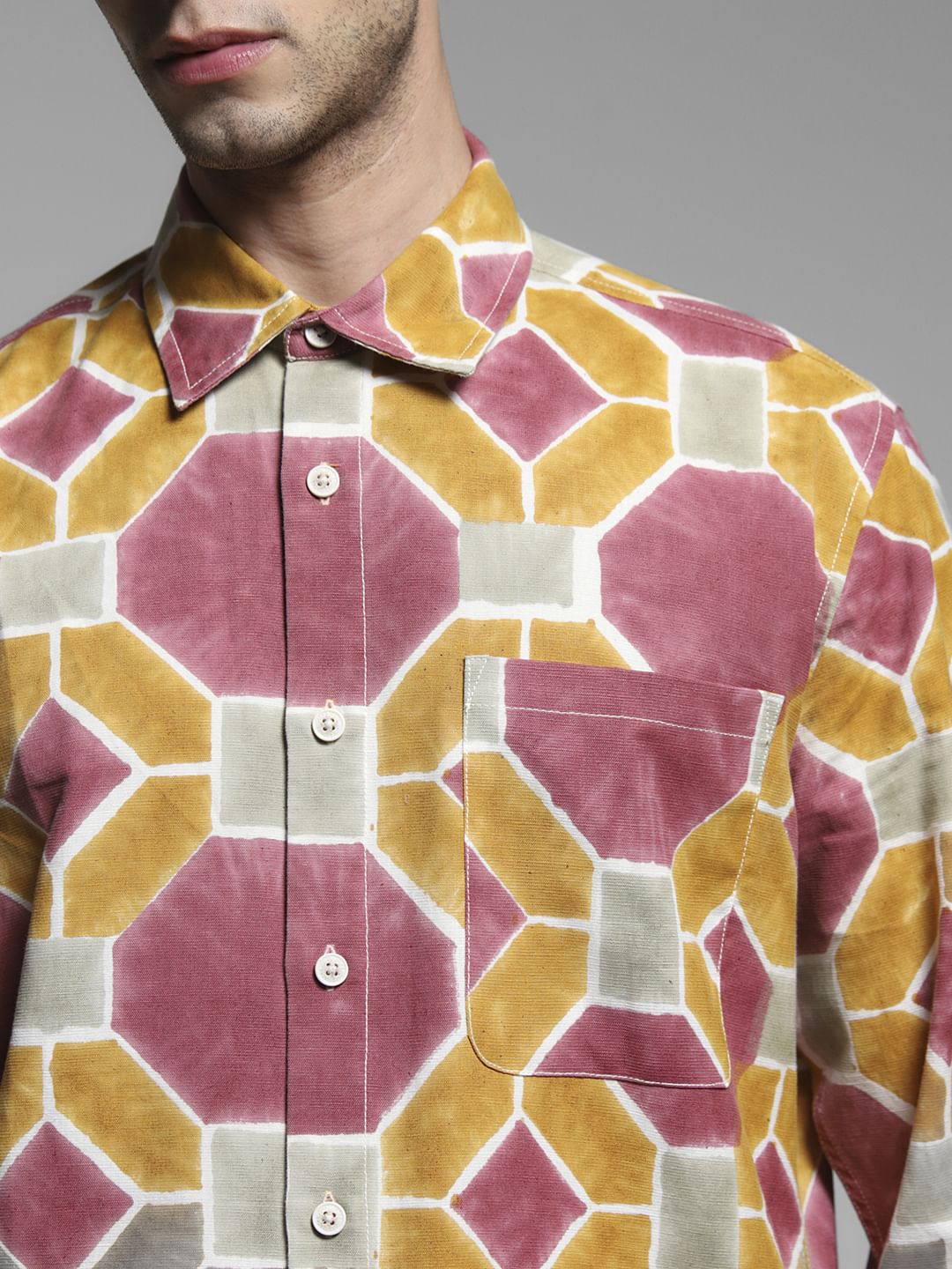 Brown Abstract Print Shirt
